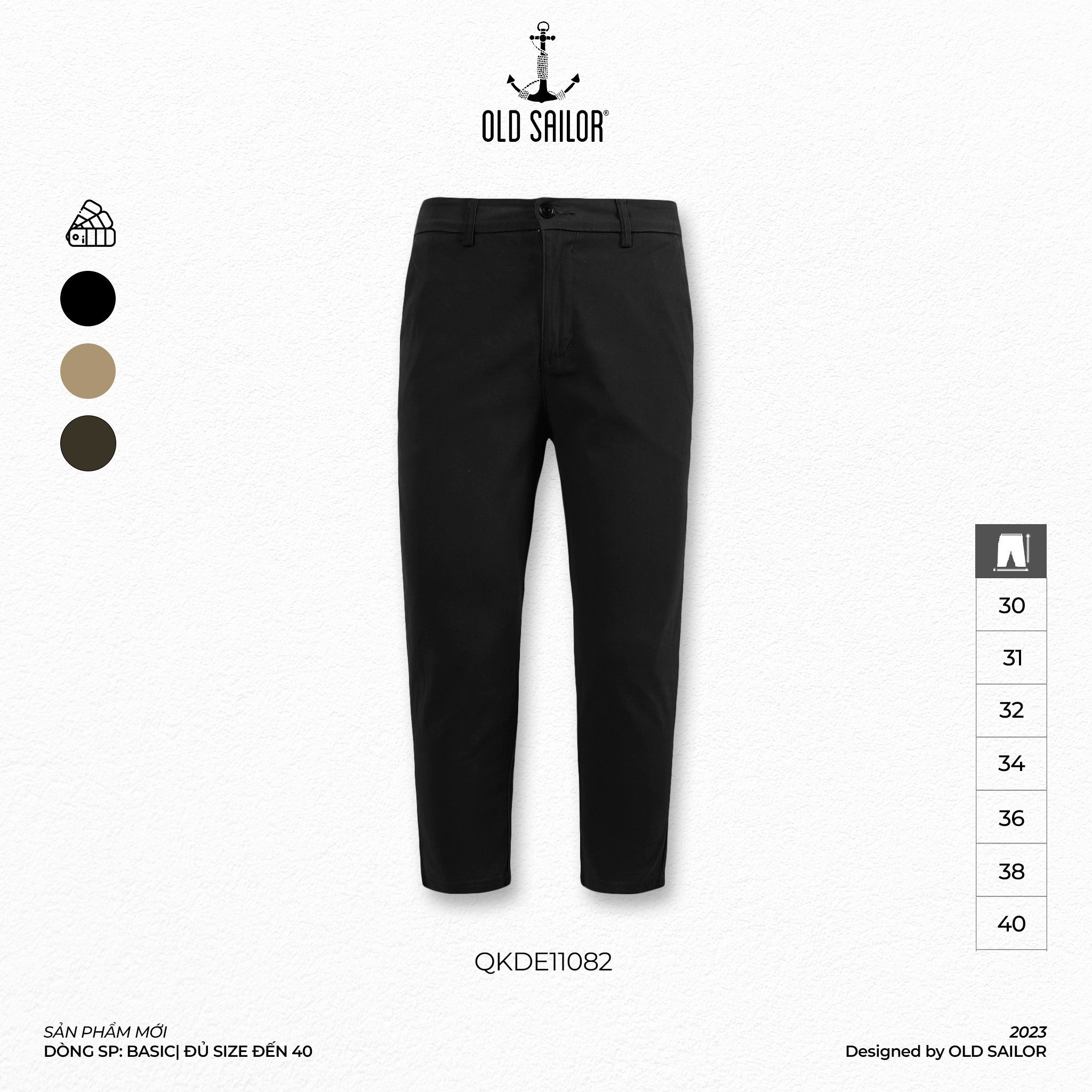 Quần khaki nam basic Old Sailor - O.S.L KAKI BASIC - BLACK - QKDE11082 - Big Size upto 40