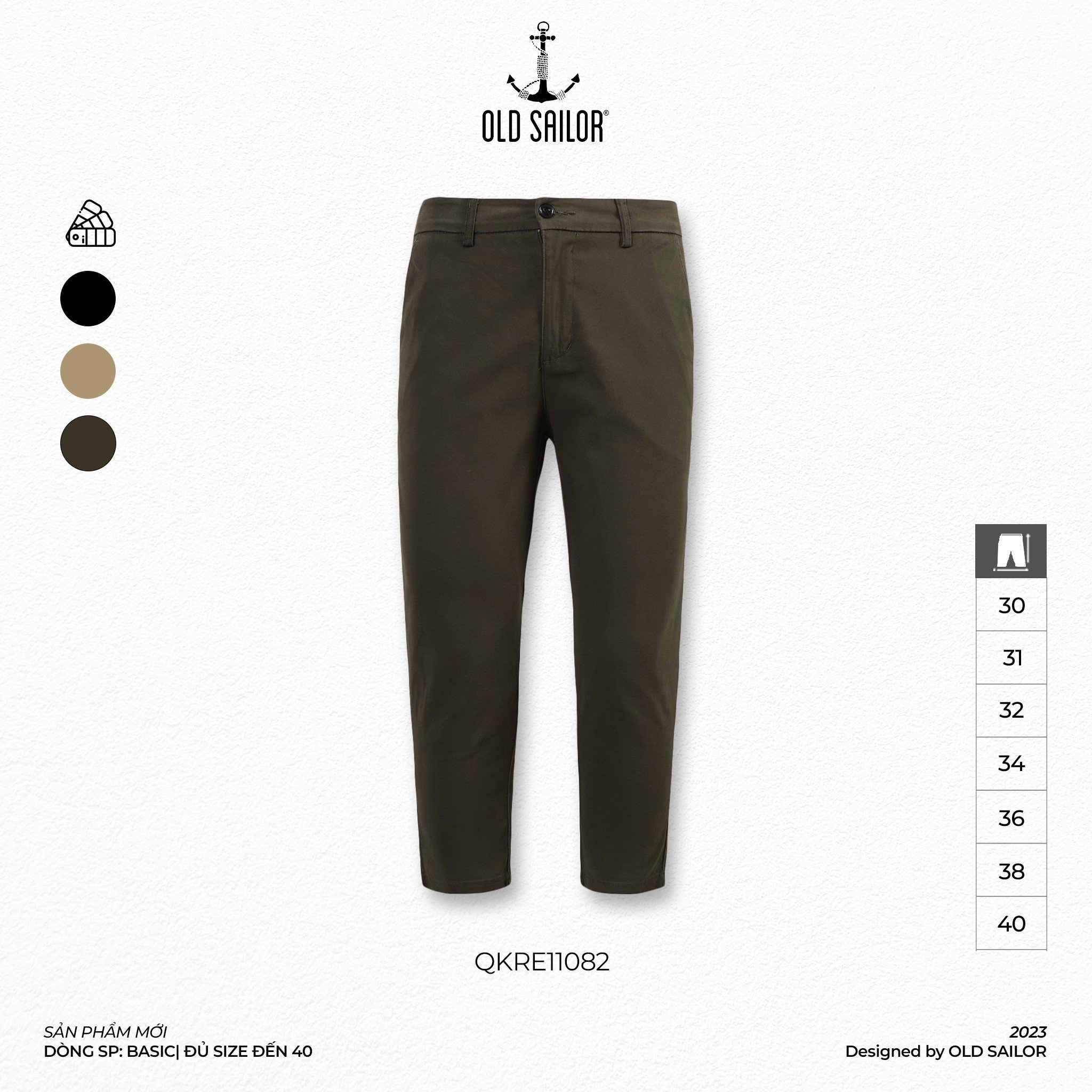 Quần khaki nam basic Old Sailor - O.S.L KAKI BASIC - MOSS GREEN - QKRE11082 - Big Size upto 40