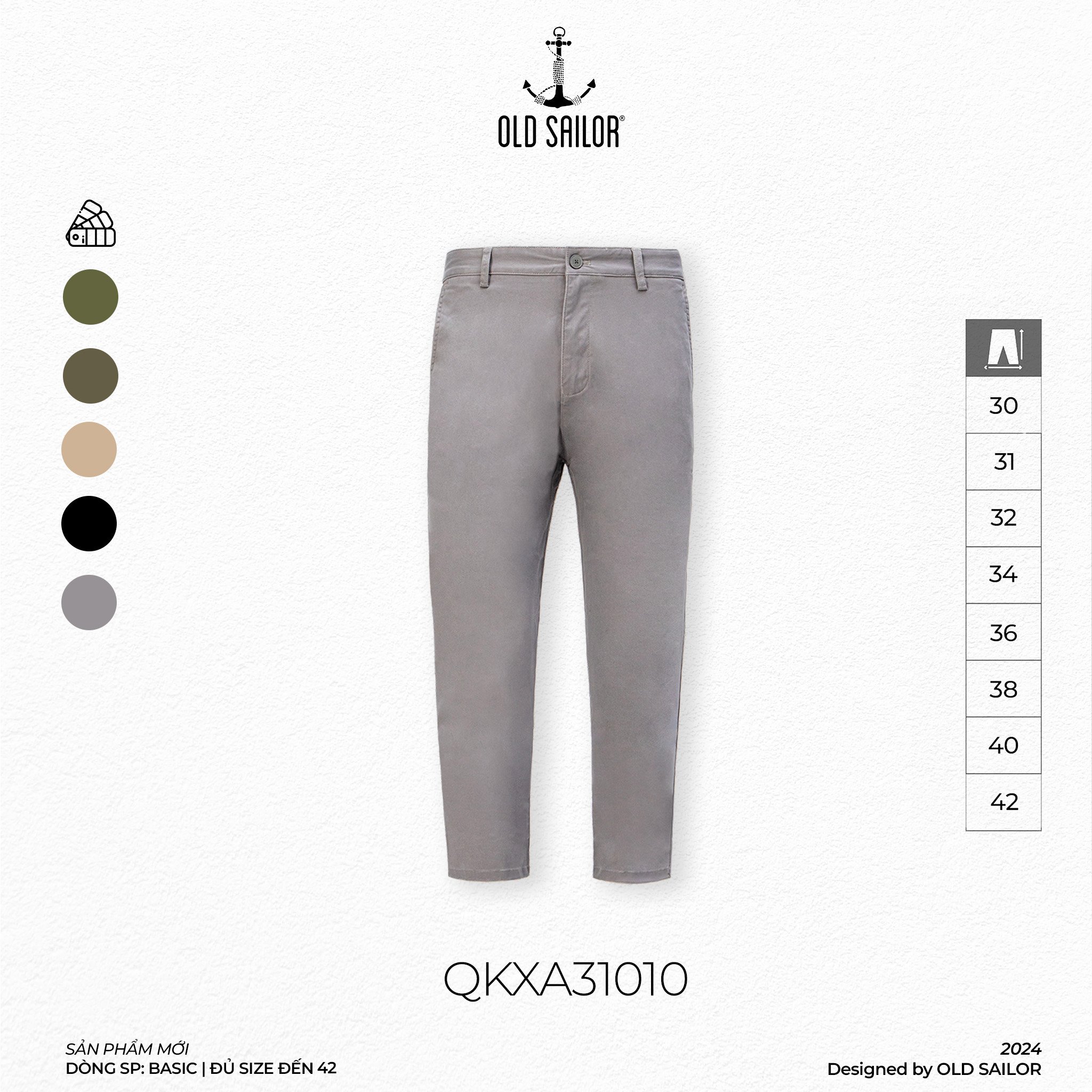 Quần Kaki Form Slim-Fit Old Sailor - QKXA31010 - Big size upto 42