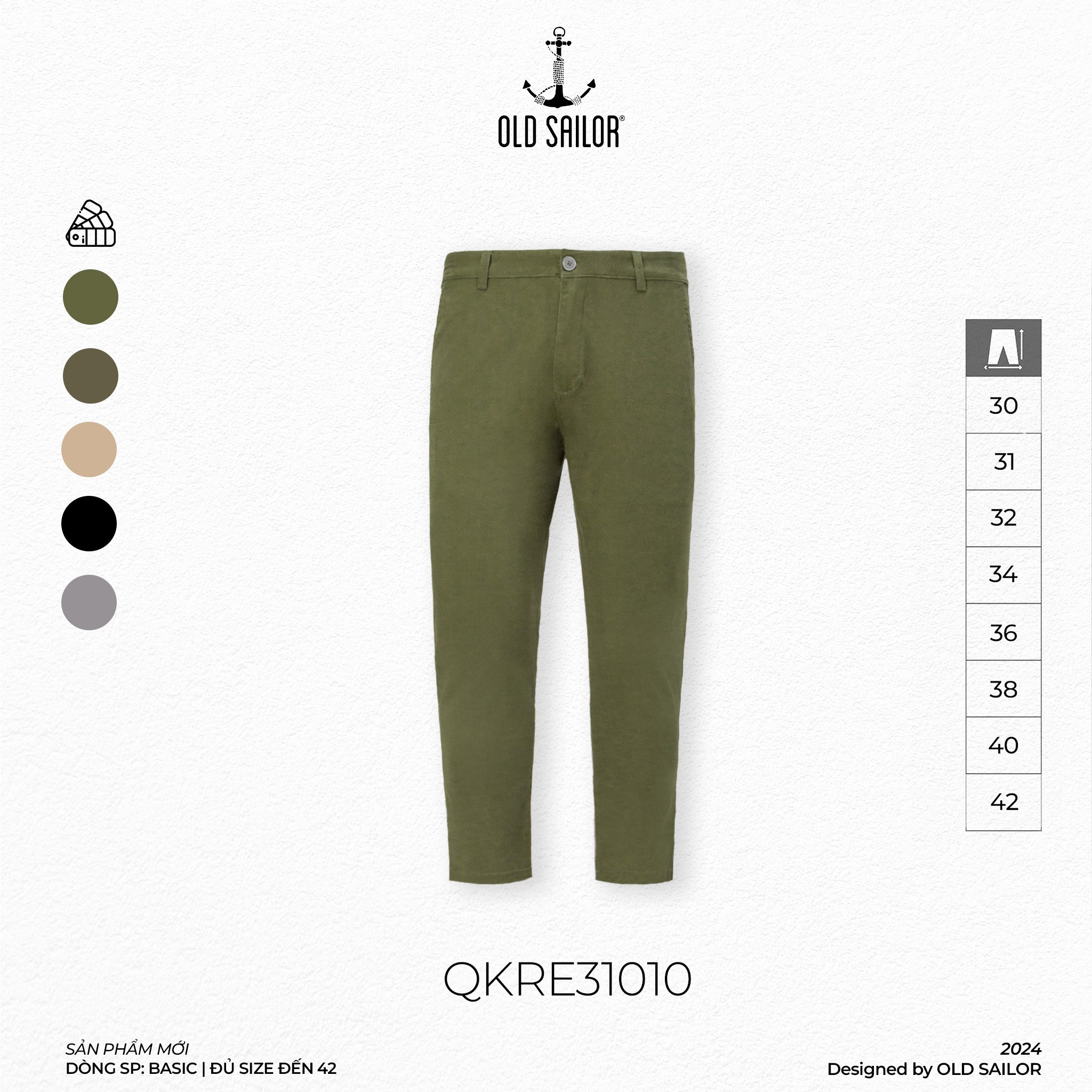 Quần Kaki Form Slim-Fit Old Sailor - QKRE31010 - Big size upto 42