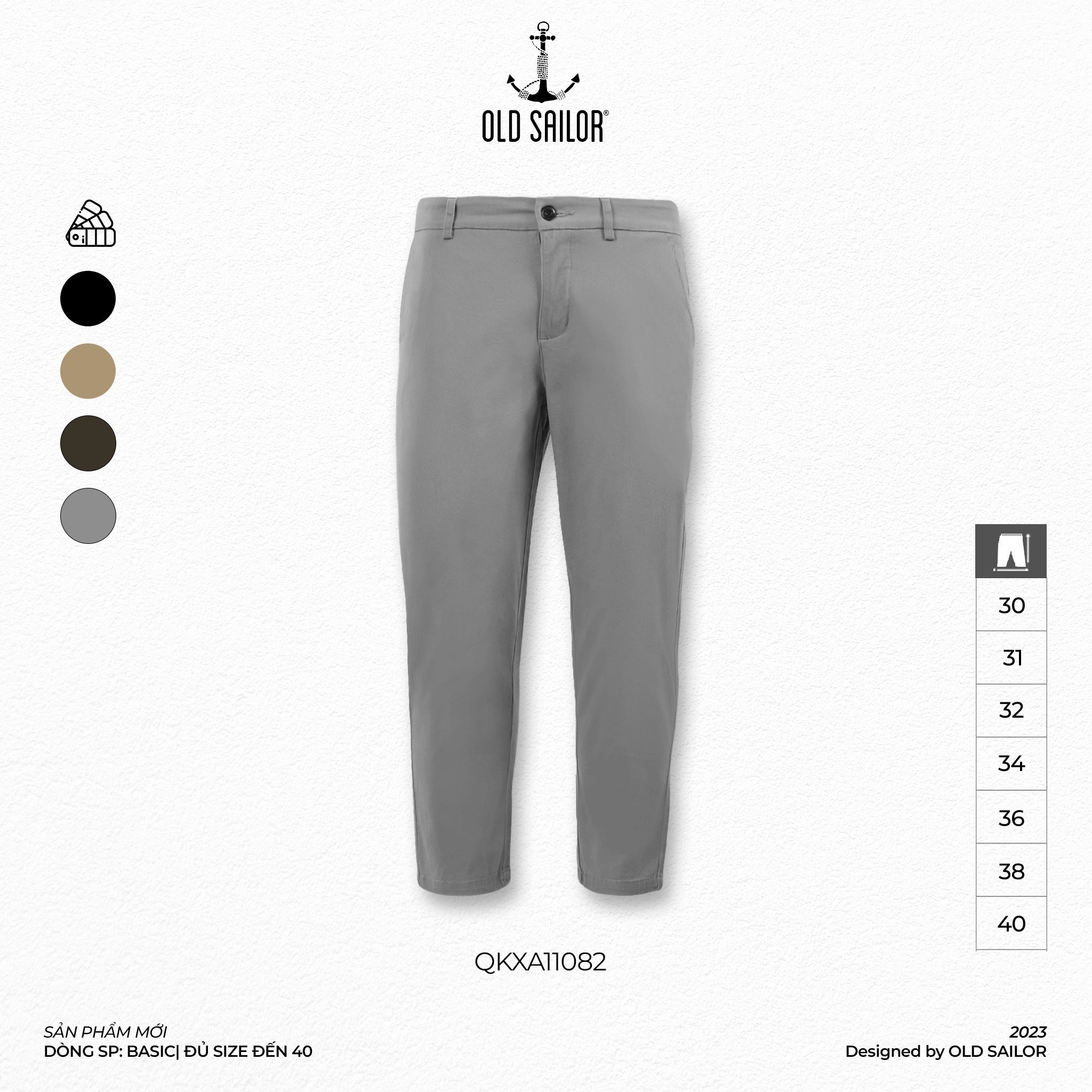 Quần khaki nam basic Old Sailor - O.S.L KAKI BASIC - GREY - QKXA11082 - Big Size upto 40