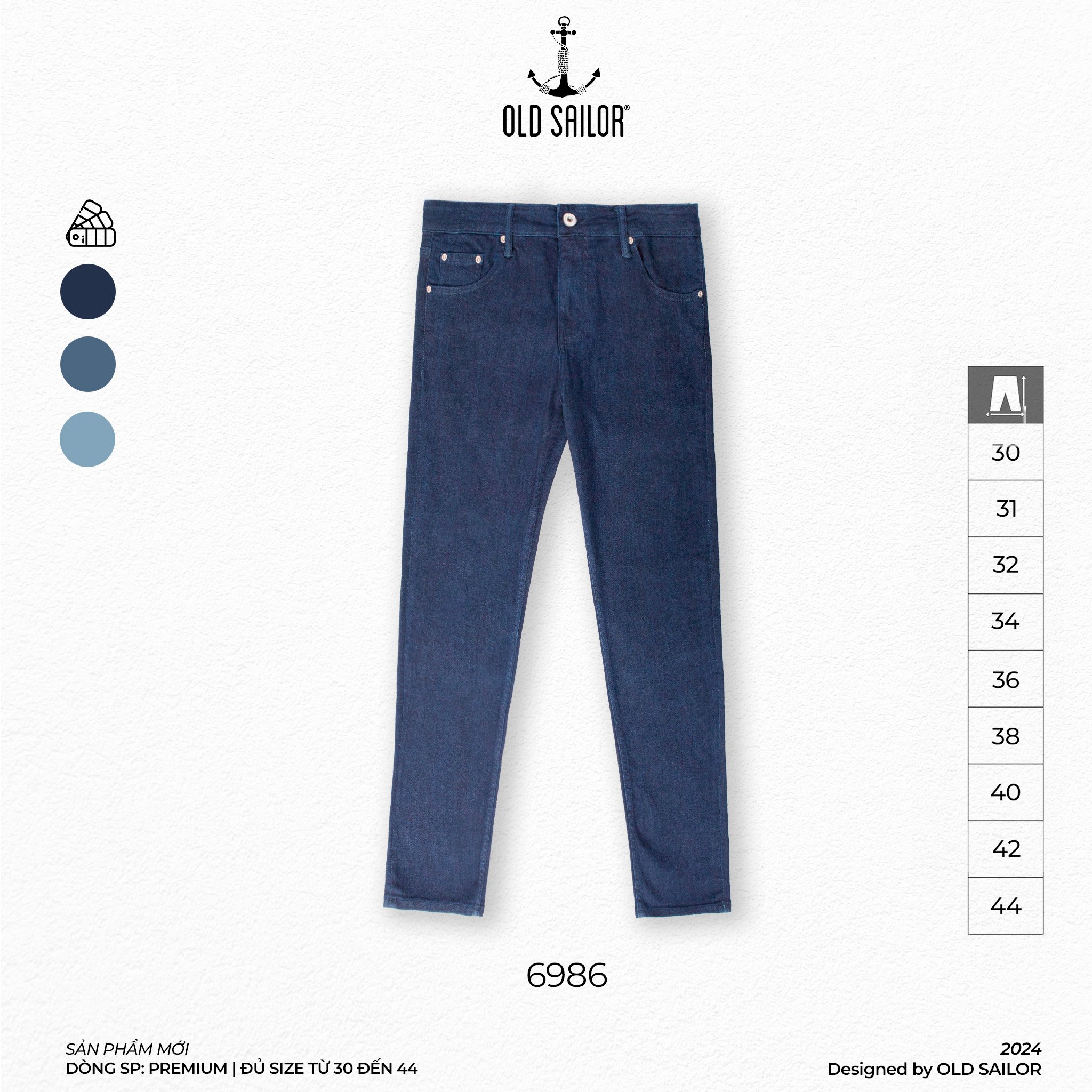 Quần Jeans Form Skinny 95cm Old Sailor - 6986 - Big size upto 44