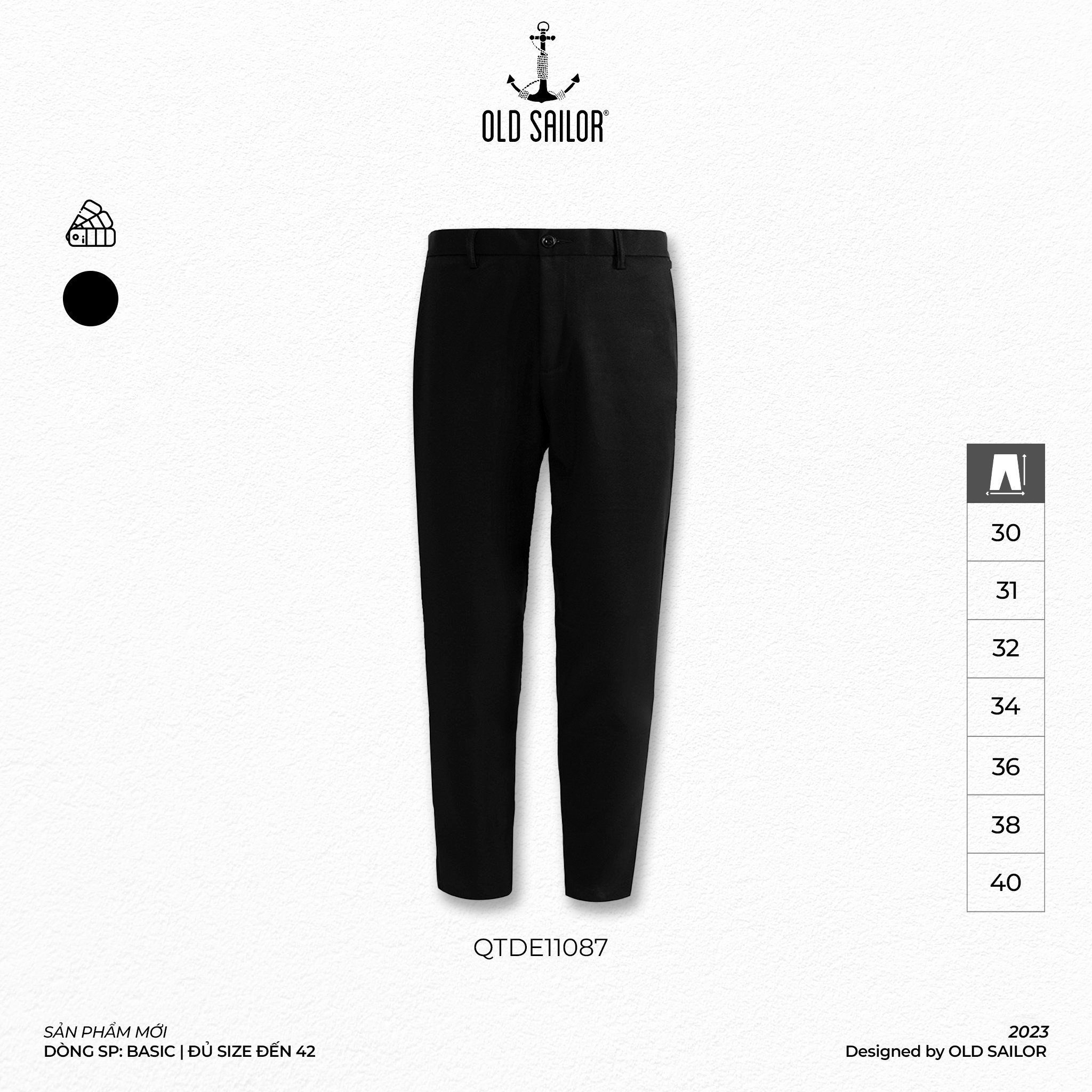 Quần tây nam Old Sailor - OSL BASIC PANT - BLACK - QTDE11087 - đen - Big size upto 42