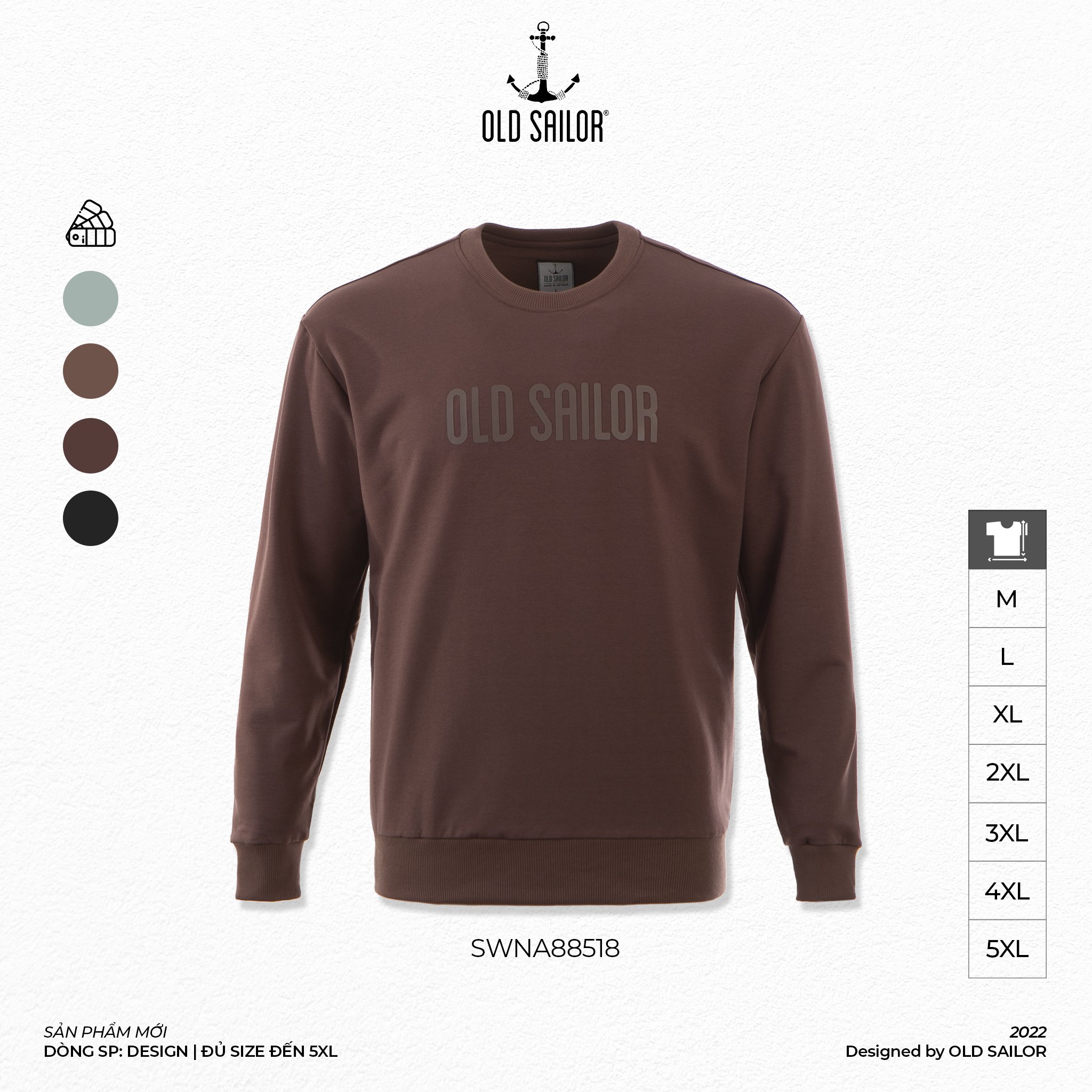 Áo sweater nam Old Sailor - O.S.L SILICON TEXT SWEATER - BROWN - SWNA88518 - nâu - Big size upto 5XL