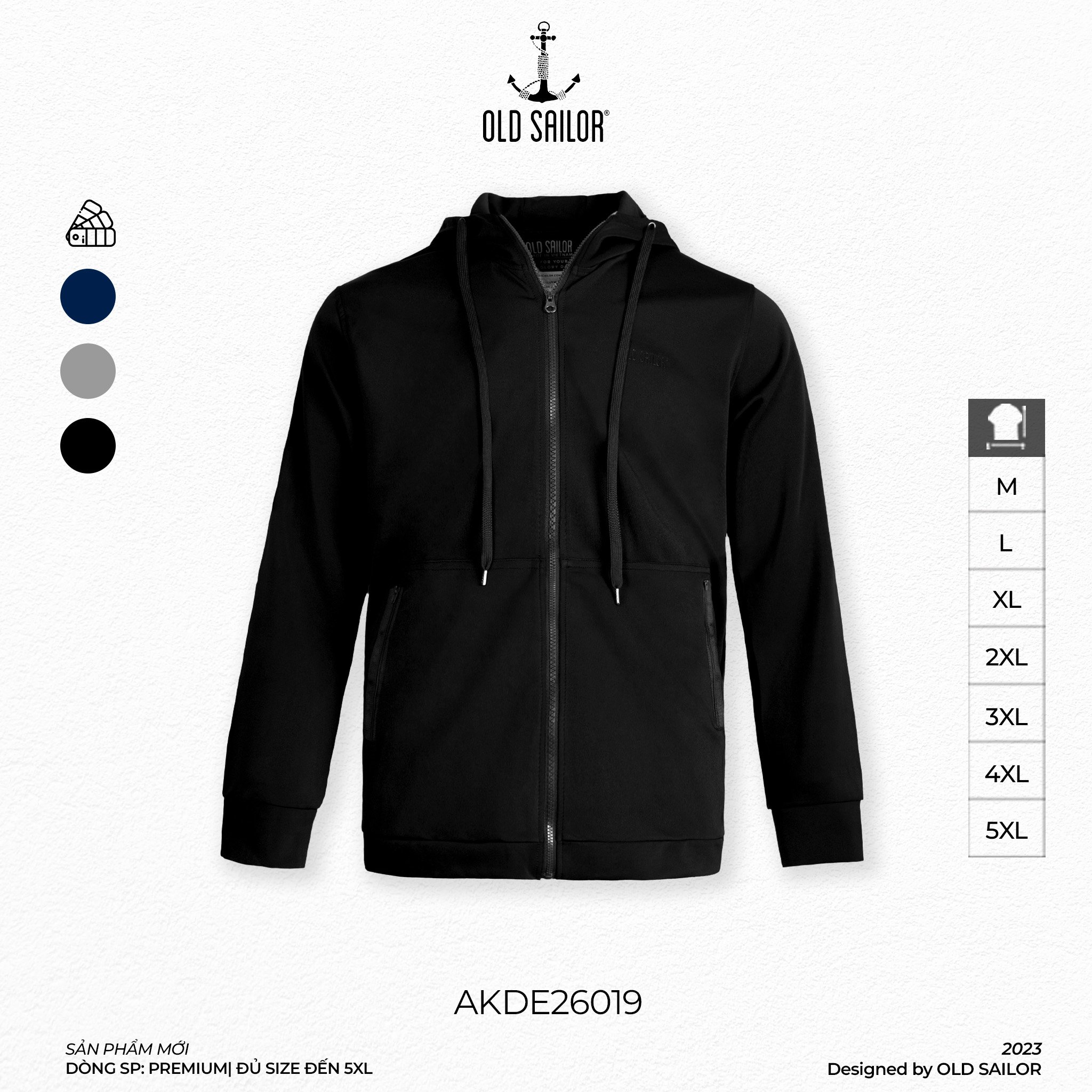 Áo khoác Sun Protection Old Sailor - Black - AKDE26019 - đen - Big size upto 5XL