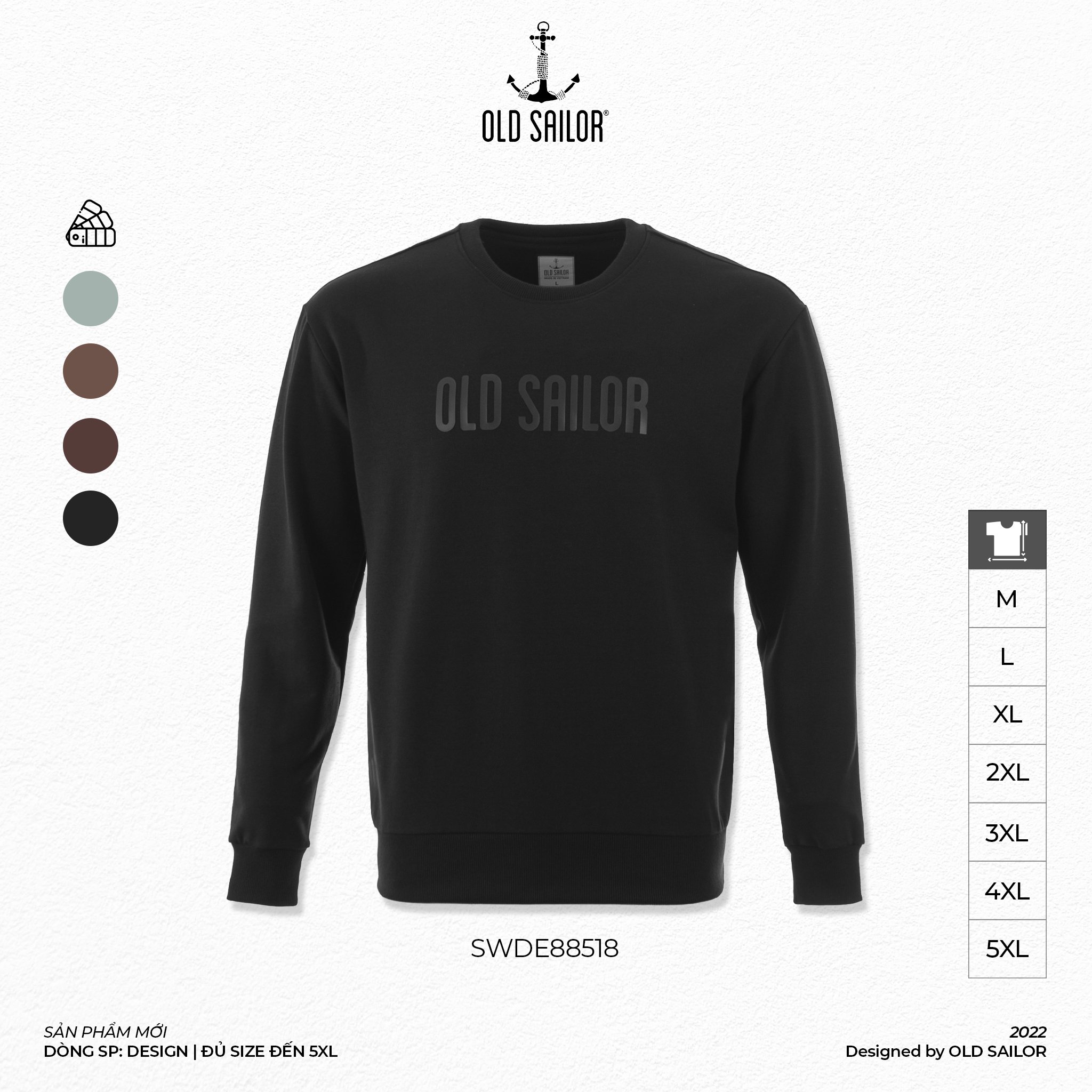 Áo sweater nam Old Sailor - O.S.L SILICON TEXT SWEATER - BLACK - SWDE88518 - đen - Big size upto 5XL